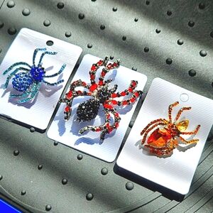 Spider Brooches Set with Gem Accents